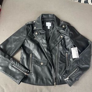 Nine West motorcycle black faux jacket